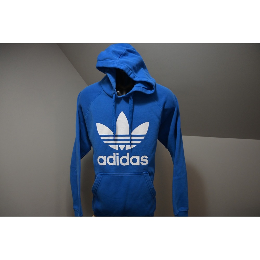 Adidas Hoodie Mens XL Blue Originals Trefoil Logo Pullover Fleece Excellent